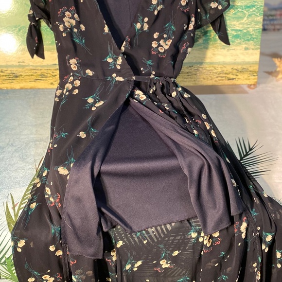 Long Ruffle bottom Wrap Dress - Picture 2 of 8